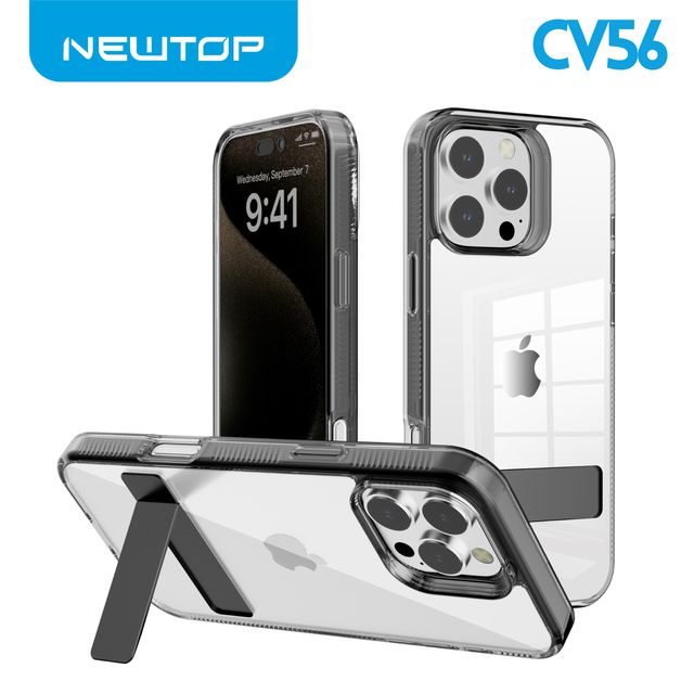 NEWTOP CV56 COVER CRISTALLO CON SUPPORTO PER APPLE IPHONE 15 PRO