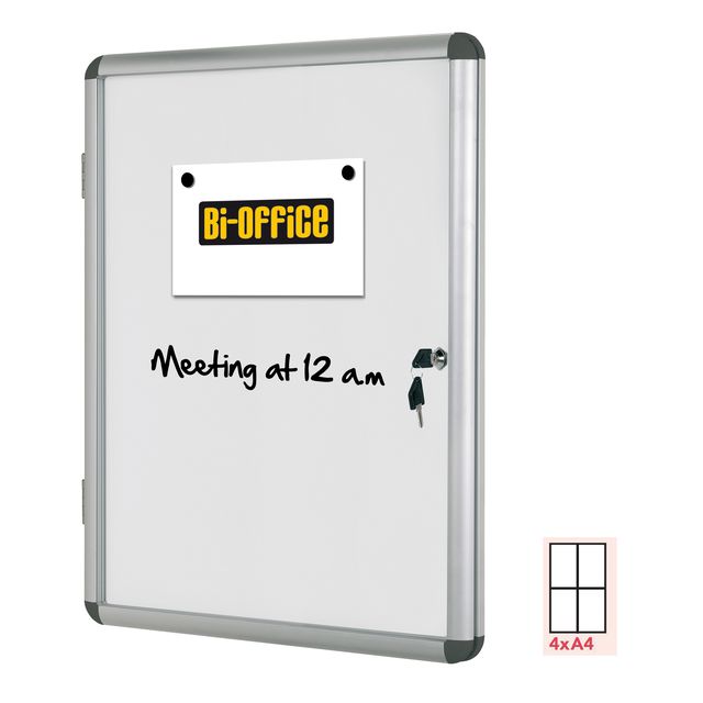 Bacheca per interni - fondo bianco magnetico - 4 fogli A4 - verticale - Bi-Offi…