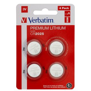 Micropile CR2025 - 3V - a pastiglia - litio - Verbatim - blister 4 pezzi