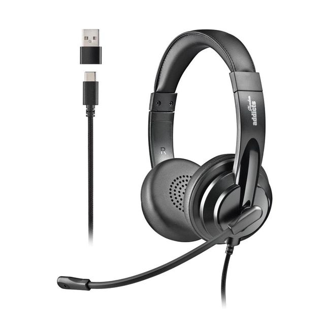 NGS CUFFIE STEREO USB-C CON CONTROLLO DEL VOLUME E ADATTATORE USB
