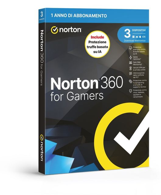 NORTON 360 FOR GAMERS 2026 -ANTITRUFFA- 3 DISPOSITIVI 12 MESI 50GB - IT BOX