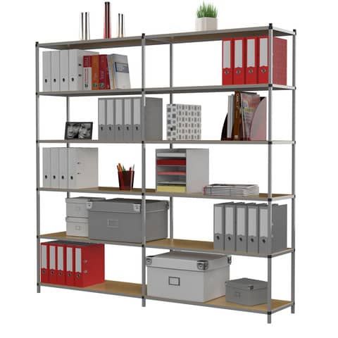 Modulo base per scaffalatura ad incastro 6 ripiani fissi Paperflow Tubeco 100x3…