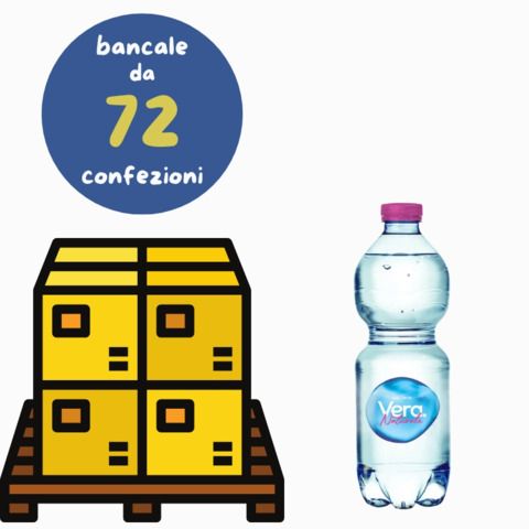 Bancale composto da 72 confezioni da 24 bottiglie realizzate in PET di Acqua Ve…