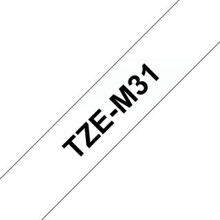 NASTRO LAMINATO TZE SFONDO TRASPARENTE OPACO E SCRITTA NERA DA 12MM X 8M DI LUN…