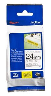 NASTRO TIPO TZ 24MM NERO/BIANCO ADESIVO RESISTENTE LUNGHEZZA 8 METRI