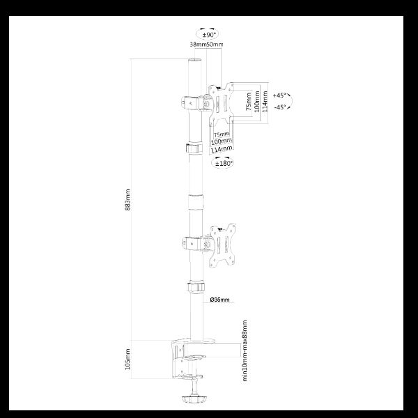 Neomounts FPMA-D550DV - Kit montaggio - per 2 display LCD - nero - dimensione s…