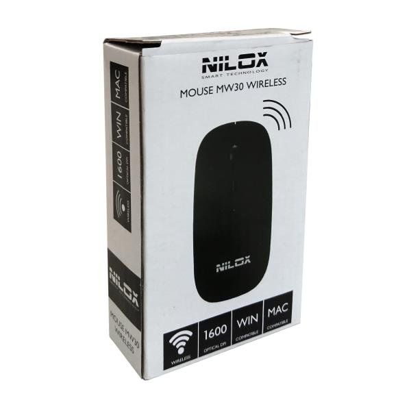 Nilox MW30 - Mouse - ottica - 4 pulsanti - senza fili - nero