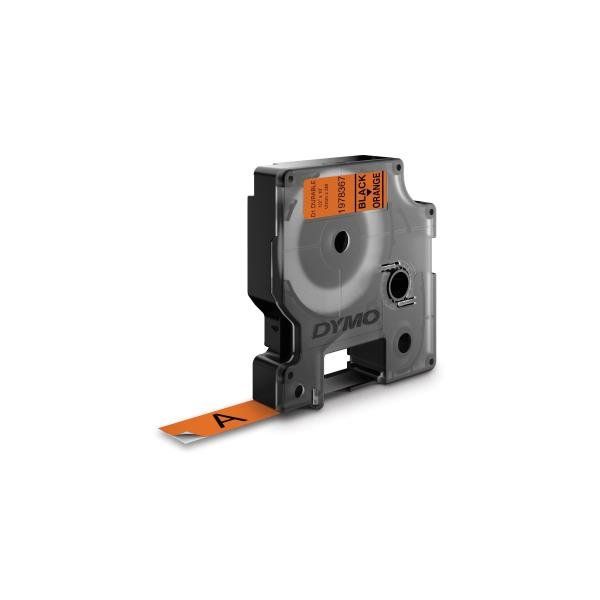 Nastro D1 Durable 1978367 - 12 mm x 3 mt - vinile - nero/arancio - Dymo
