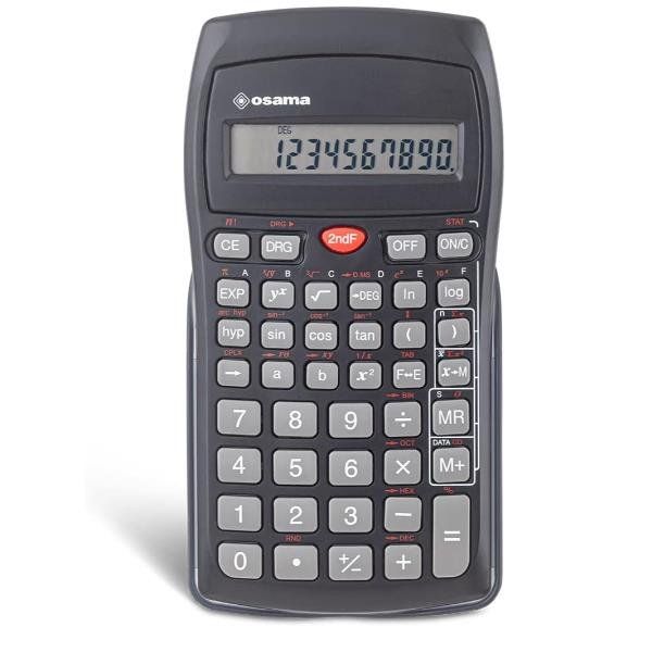 OSAMA CALCOLATRICE SCIENTIFICA 10 CIFRE A BATTERIE CON CUSTODIA GRIGIO NERO