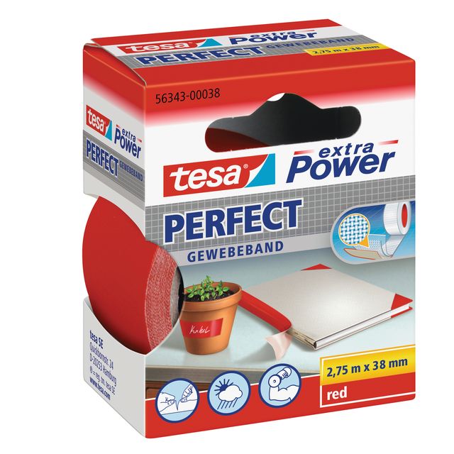 Nastro adesivo telato XP Perfect - 38 mm x 2,7 m - tela plastificata - rosso - …