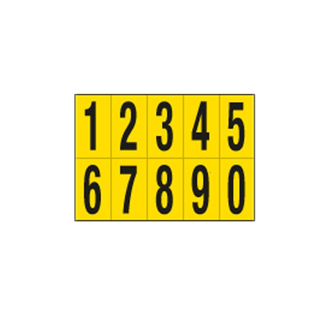 Numeri adesivi da 0 a 9 - in PVC - 56 x 99 mm - 10 et/fg - 1 foglio - nero/gial…