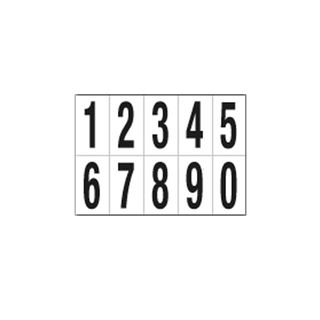 Numeri adesivi da 0 a 9 - in PVC - 70 x 124 mm - 10 et/fg - 1 foglio - nero/bia…
