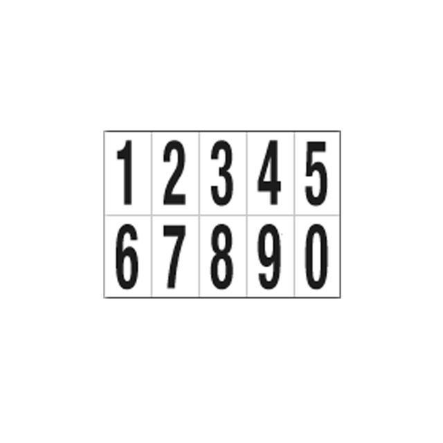 Numeri adesivi da 0 a 9 - in PVC - 70 x 124 mm - 10 et/fg - 1 foglio - nero/bia…