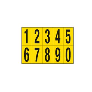 Numeri adesivi da 0 a 9 - in PVC - 70 x 124 mm - 10 et/fg - 1 foglio - nero/gia…