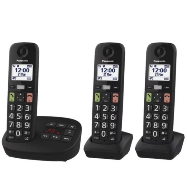 PANASONIC KX-TGU133EXB TELEFONO CORDLESS CON SEGRETERIA TASTI GRANDI UNITA' BAS…