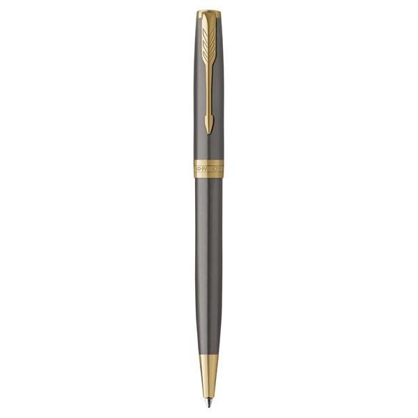 PARKER SONNET PENNA A SFERA PUNTA M FUSTO LACCATO GRIGIO CON PENNINO DORATO INC…