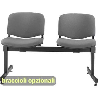 Panca 2 posti attesa Unisit Dado D52P - rivestimento ignifugo grigio scuro D52P…