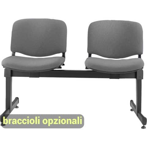 Panca 2 posti attesa Unisit Dado D52P - rivestimento ignifugo grigio scuro D52P…