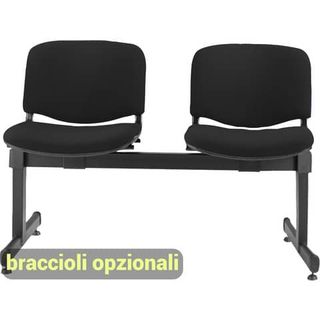Panca 2 posti attesa Unisit Dado D52P - rivestimento ignifugo nero D52P/IN