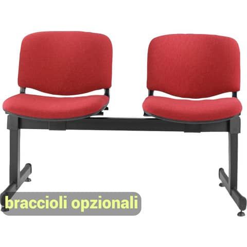 Panca 2 posti attesa Unisit Dado D52P - rivestimento ignifugo rosso D52P/IR