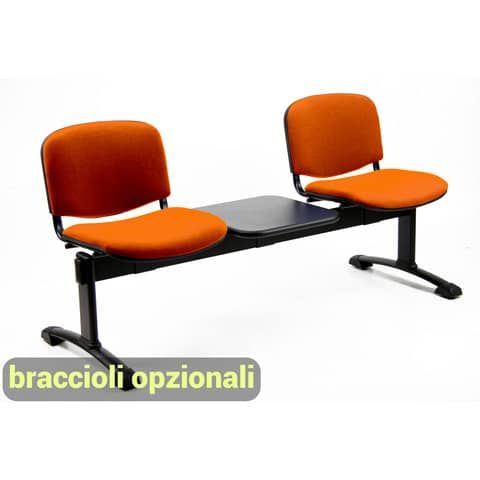 Panca 2 posti attesa Unisit Dado D52PT con tavolino - rivestimento Eco arancion…