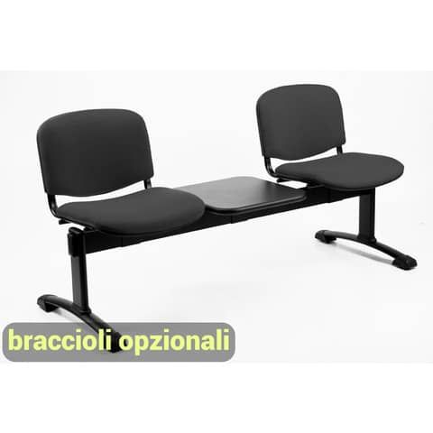 Panca 2 posti attesa Unisit Dado D52PT con tavolino - rivestimento Eco grigio s…