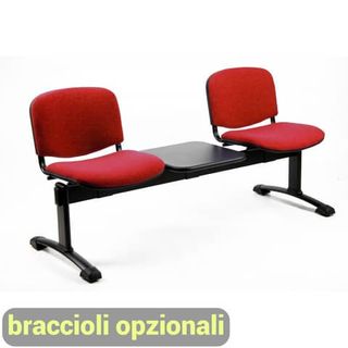 Panca 2 posti attesa Unisit Dado D52PT con tavolino - rivestimento Eco rosso - …