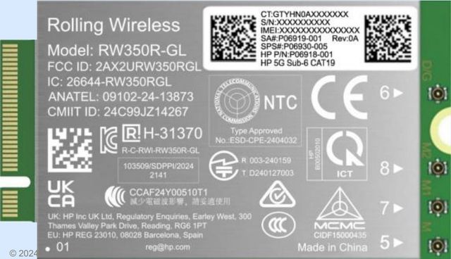 PARTI DI RICAMBIO 5G SUB-6 WWAN INTERNAL