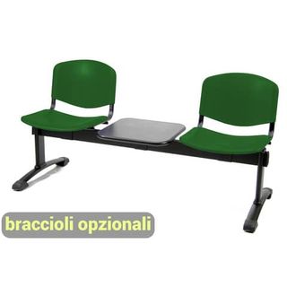 Panca 2 posti attesa Unisit Dado D52PT con tavolino - rivestimento Eco verde - …