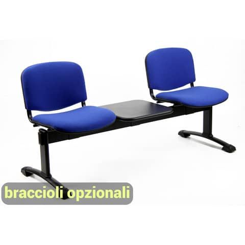 Panca 2 posti attesa Unisit Dado D52PT con tavolino - rivestimento ignifugo blu…