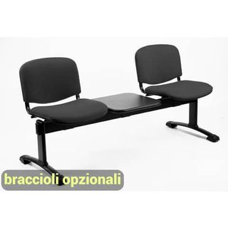 Panca 2 posti attesa Unisit Dado D52PT con tavolino - rivestimento ignifugo gri…