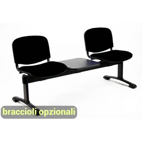 Panca 2 posti attesa Unisit Dado D52PT con tavolino - rivestimento ignifugo ner…
