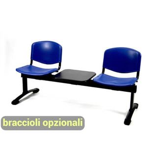Panca 2 posti attesa Unisit Dado D5P2PT con tavolino - PPL blu D5P2PT/BL