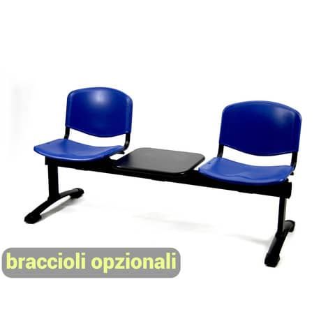 Panca 2 posti attesa Unisit Dado D5P2PT con tavolino - PPL blu D5P2PT/BL