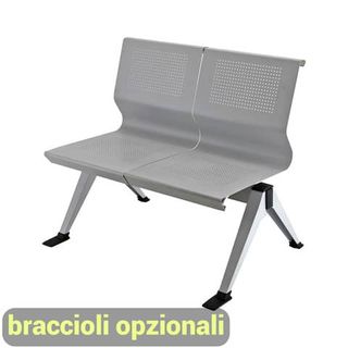 Panca 2 posti attesa Unisit Panair PA2P acciaio verniciato grigio - schienale f…