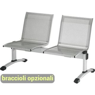 Panca 2 posti attesa Unisit Plexus PS2P in acciaio grigio - schienale e seduta …