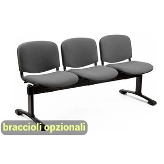 Panca 3 posti attesa Unisit Dado D53P - rivestimento ignifugo grigio scuro D53P…