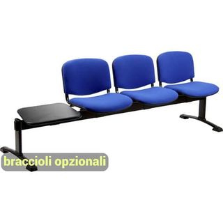 Panca 3 posti attesa Unisit Dado D53PT con tavolino - rivestimento ignifugo blu…