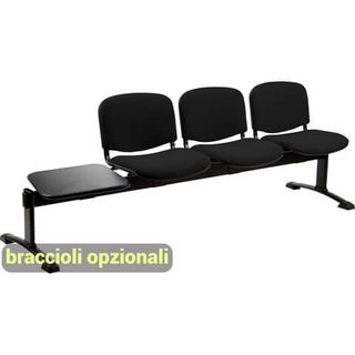 Panca 3 posti attesa Unisit Dado D53PT con tavolino - rivestimento ignifugo ner…