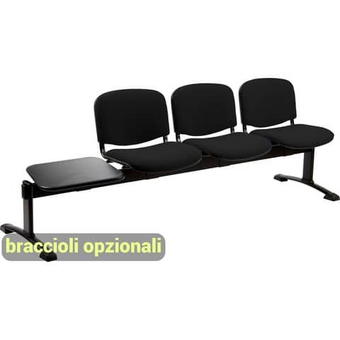 Panca 3 posti attesa Unisit Dado D53PT con tavolino - rivestimento ignifugo ner…
