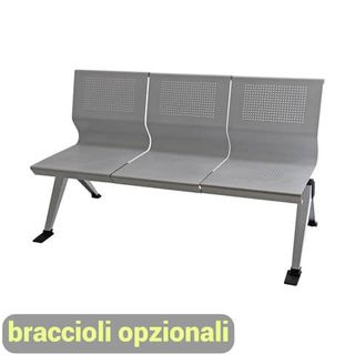 Panca 3 posti attesa Unisit Panair PA3P acciaio verniciato grigio - schienale f…