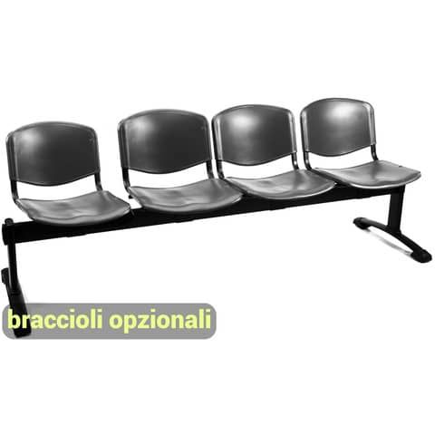 Panca 4 posti attesa Unisit Dado D54P - rivestimento ignifugo grigio scuro D54P…
