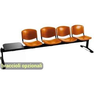 Panca 4 posti attesa Unisit Dado D54PT con tavolino - rivestimento Eco arancion…