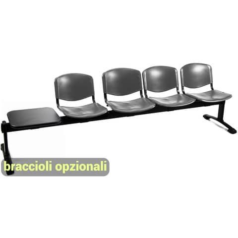 Panca 4 posti attesa Unisit Dado D54PT con tavolino - rivestimento Eco grigio s…