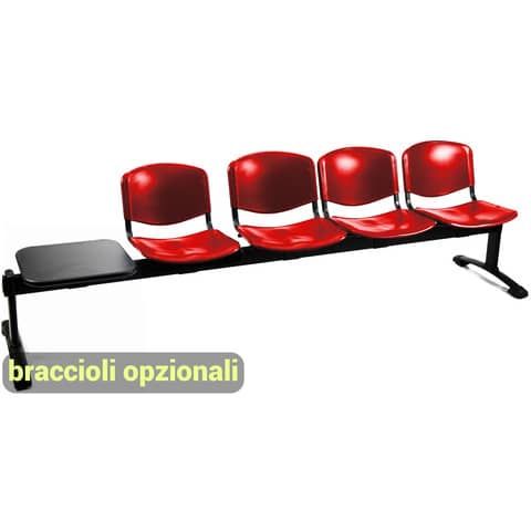 Panca 4 posti attesa Unisit Dado D54PT con tavolino - rivestimento Eco rosso - …