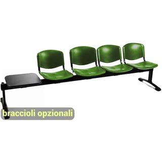 Panca 4 posti attesa Unisit Dado D54PT con tavolino - rivestimento Eco verde - …