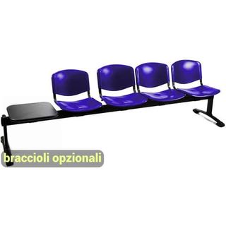Panca 4 posti attesa Unisit Dado D54PT con tavolino - rivestimento ignifugo blu…