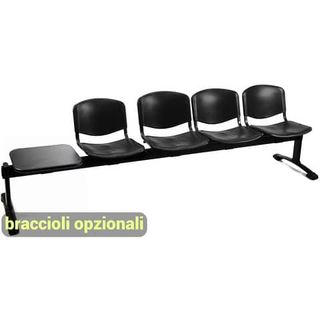 Panca 4 posti attesa Unisit Dado D54PT con tavolino - rivestimento ignifugo ner…