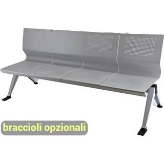 Panca 4 posti attesa Unisit Panair PA4P acciaio verniciato grigio - schienale f…