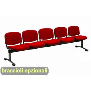 Panca 5 posti attesa Unisit Dado D55P - rivestimento Eco rosso D55P/ER